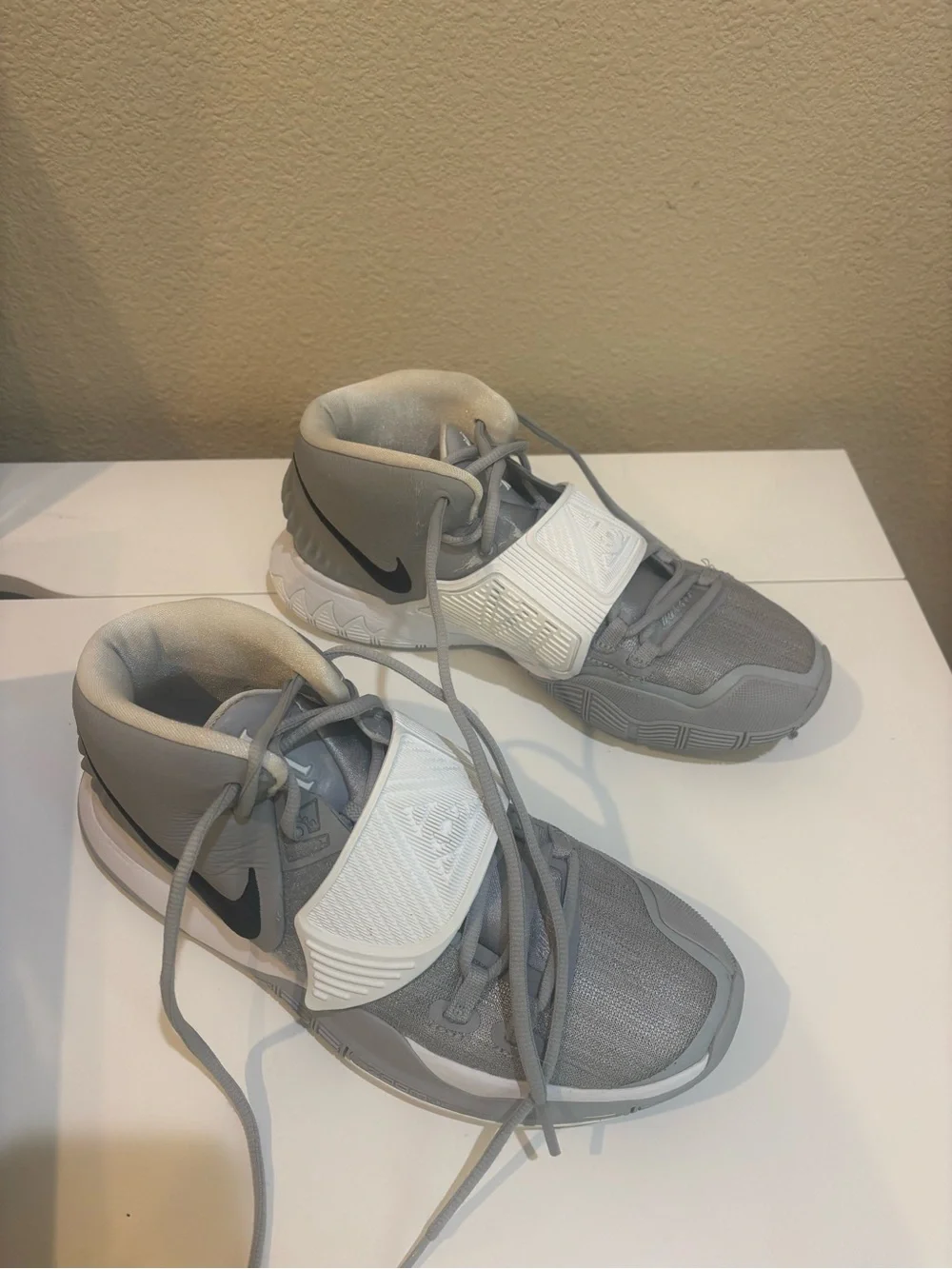 Nike Kyrie 6 TB Promo Gray and White High-Top Basketball Shoes